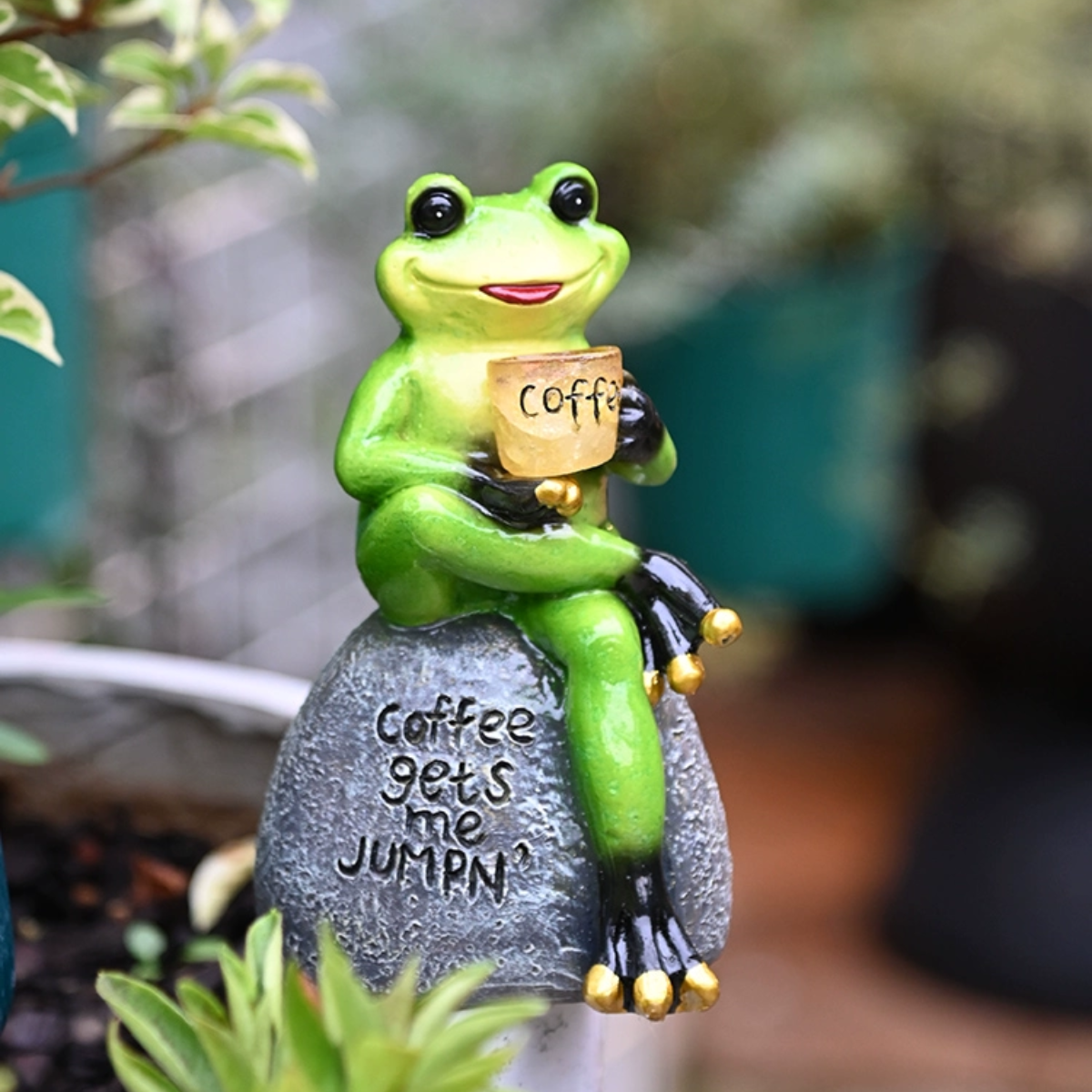 #S7 Solar Coffee Frog Outdoor Night Light