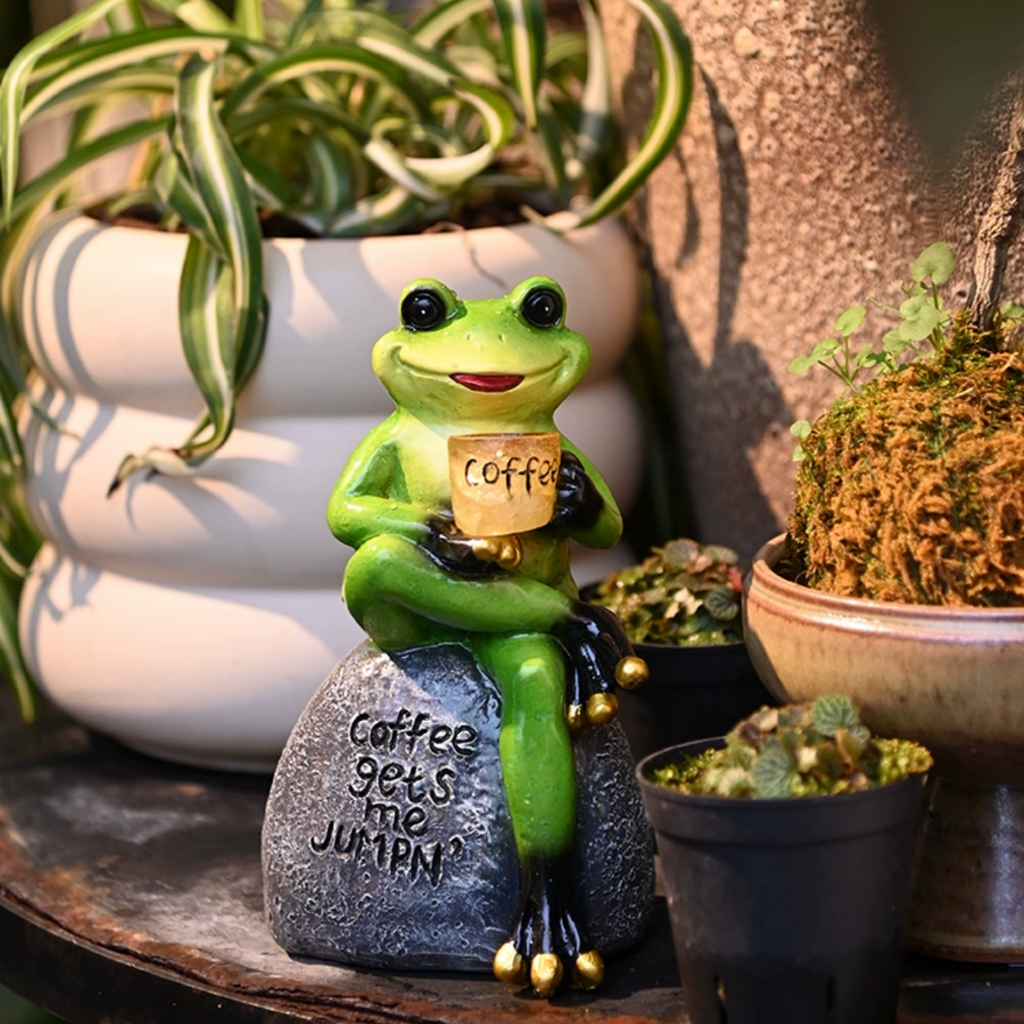 #S7 Solar Coffee Frog Outdoor Night Light