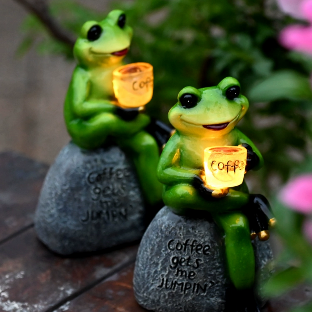 #S7 Solar Coffee Frog Outdoor Night Light