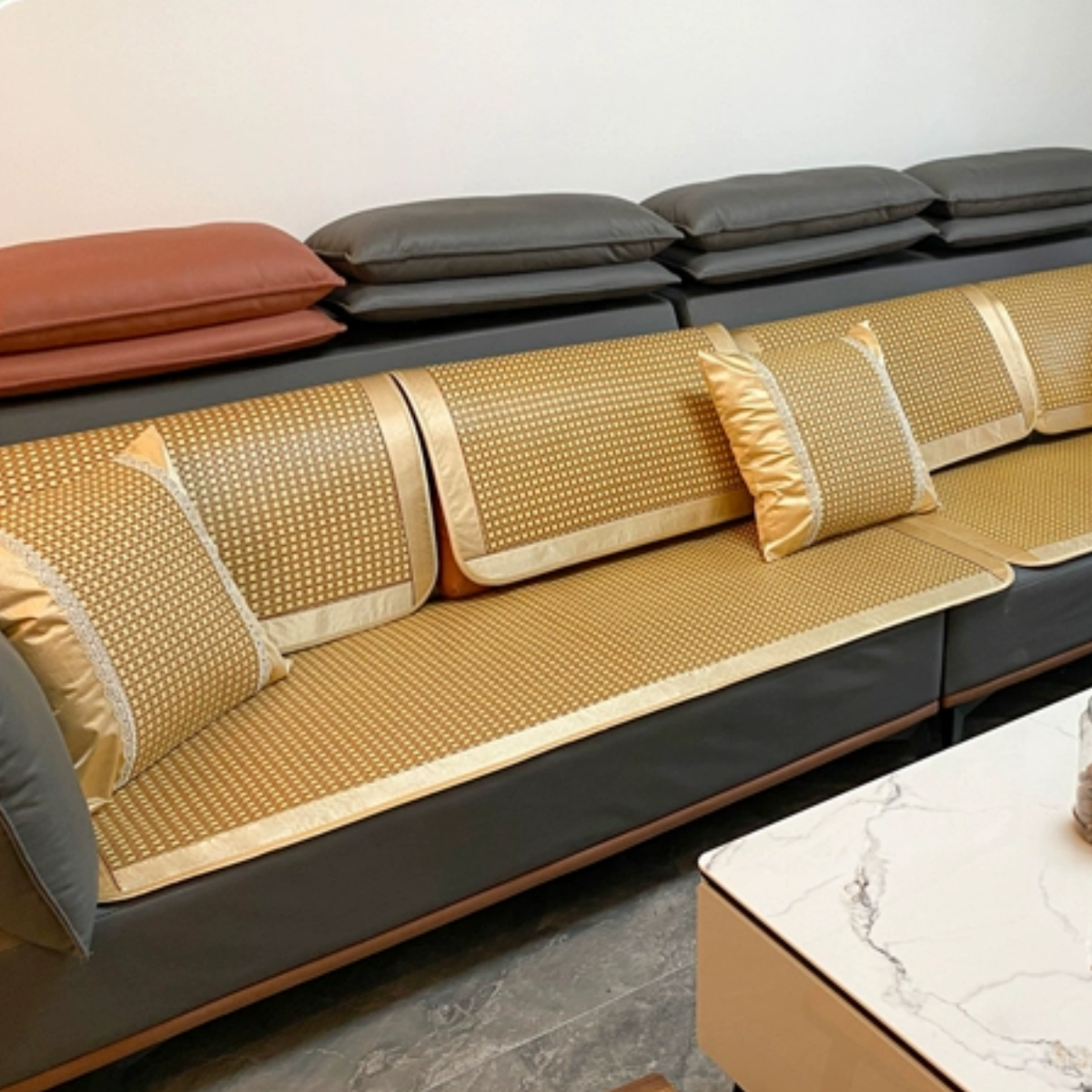 #C11 Summer Rattan Sofa Couch Seat Cushion Cover